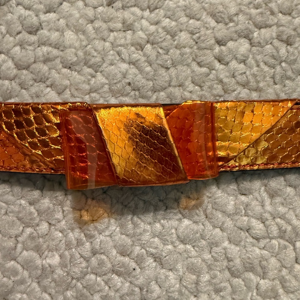 Burberry Prosum Metallic Orange Python Embossed L… - image 2